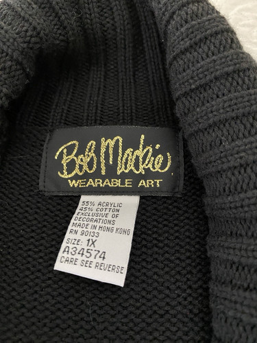 Vintage 80s 90s Bob Mackie Wearable Art Embroidered Sweater Tunic Women’s 1x - Foto 2 di 9