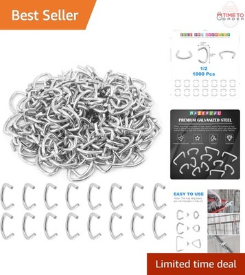 1000 Pcs Steel Hog Rings 1/2'' Upholstery Fencing Cage Fixing DIY Craft