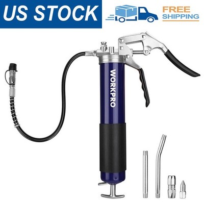 WORKPRO Grease Gun Kit, 6000PSI Heavy Duty Grease Gun with 18inch Flexible Hose