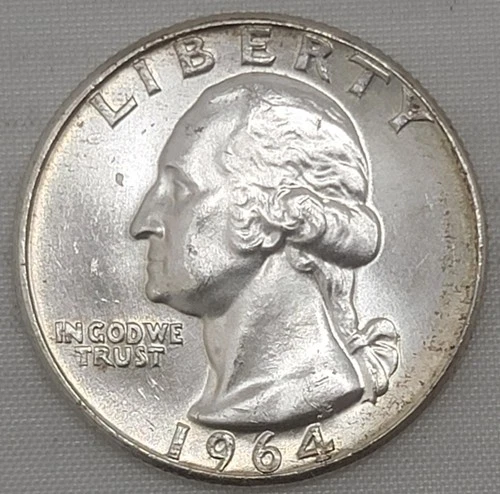 1964 Washington Quarter - circulated, ungraded condition - 90% - Business Strike