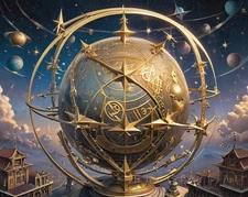 Surrealism Zodiac Sphere Abstract Canvas Wall Art Picture