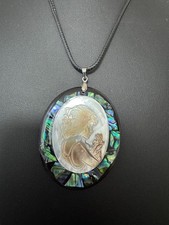 Anhänger  XL Abalone Kamee  45x65 mm  inkl. Band 50+5 cm