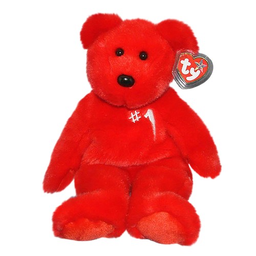 Ty Large Plüsch Beanie Buddy - #1 Bär (rot) neu mit Etikett