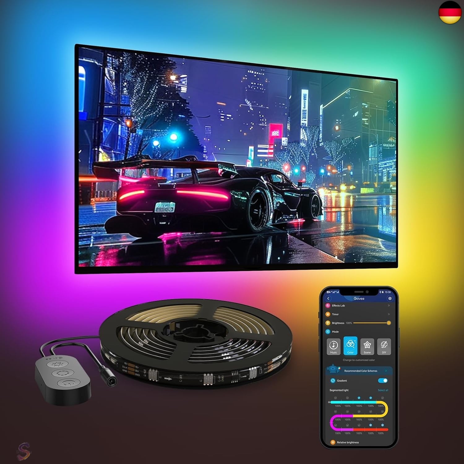 Govee LED TV Backlight 4.6 m, RGBIC LED Strip for 70-80 Inch TVs, Controlled by