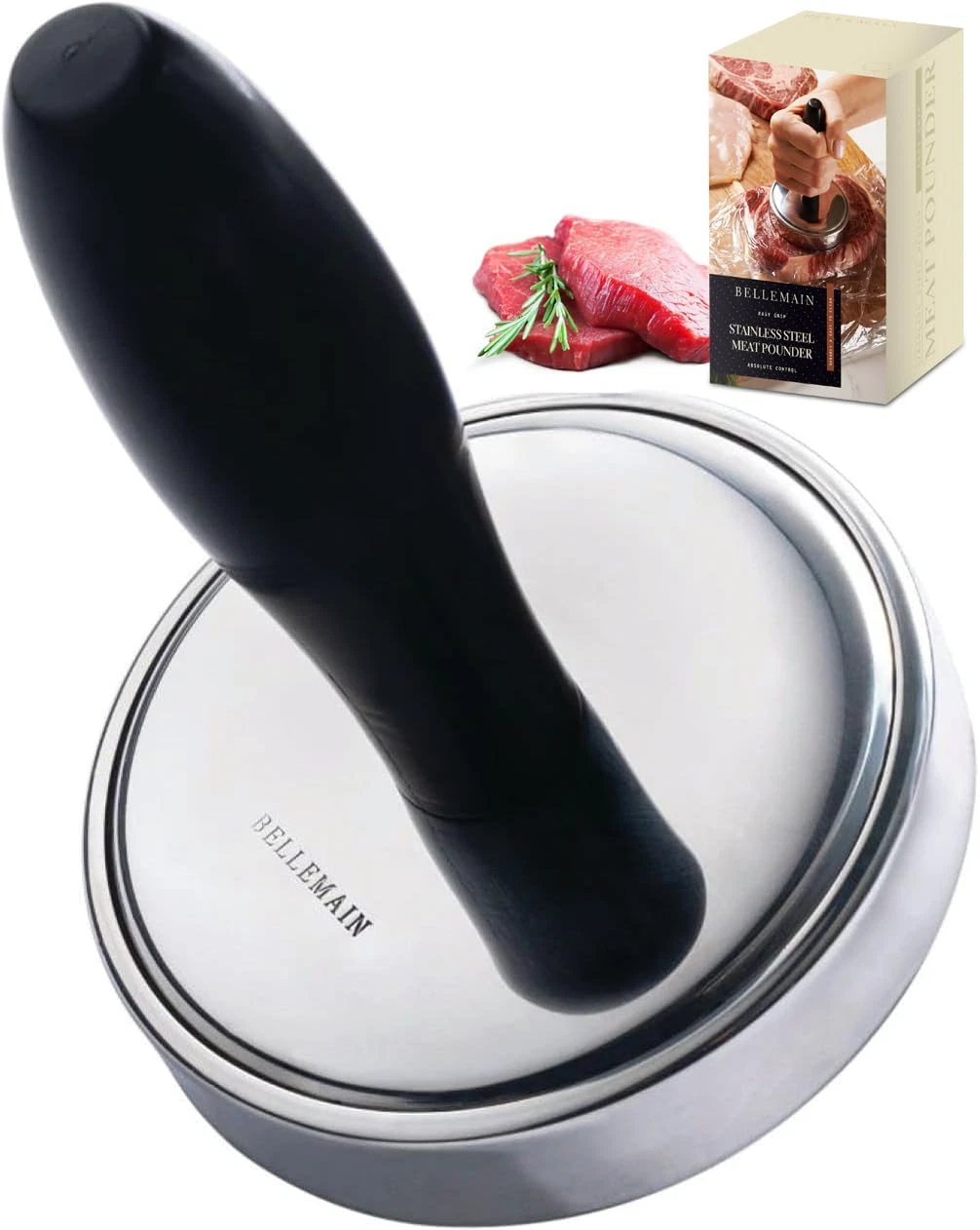 Meat Pounder Flattener, Easy-Grip Meat Tenderizer, Stainless Steel Meat Mallet f