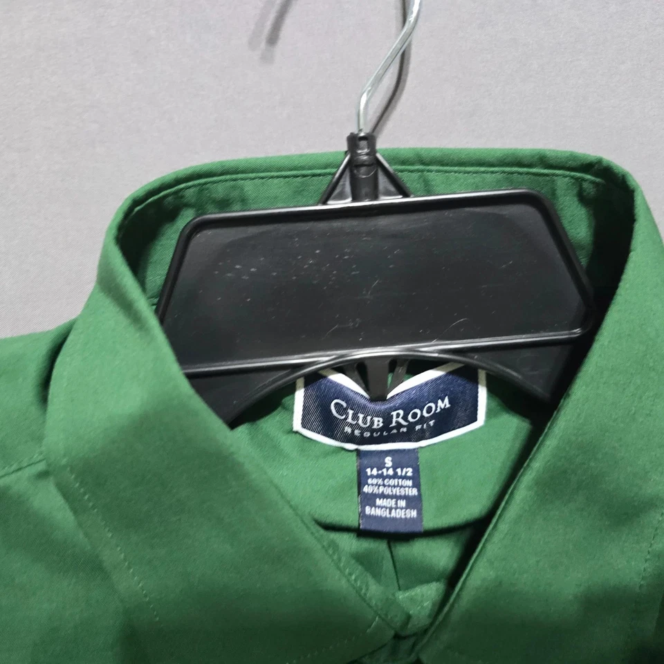 Camisa de vestir Club Room para hombre ajuste regular verde, pequeña 14 14,5 cuello algodón Foto 3 de 4