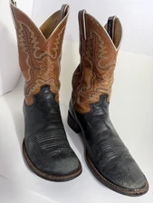 Justin Boots Mens Size 9.5 D Black and Brown Leather Cowboy Boots Sty 2276 USA