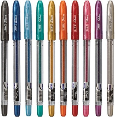 Shine Glitter Gel Pen, 10 CT Assorted | 1.0mm Medium Tip Size, Contoured Grip