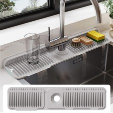 24 Inch Silicone Faucet Mat for Kitchen Sink Splash Guard - 7  Slope Water Drain
