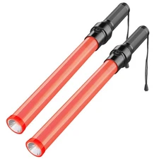 2 Pack Traffic Batons, 21 Inch Traffic Control Baton, Night Safety Light Wand...