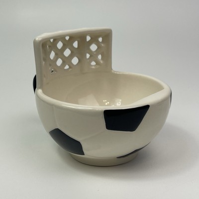 Soccer Ball Net Mug Bowl Coffee Cup Soup Bowl Maxis Creations Black White