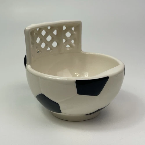 Soccer Ball Net Mug Bowl Coffee Cup Soup Bowl Maxis Creations Black White