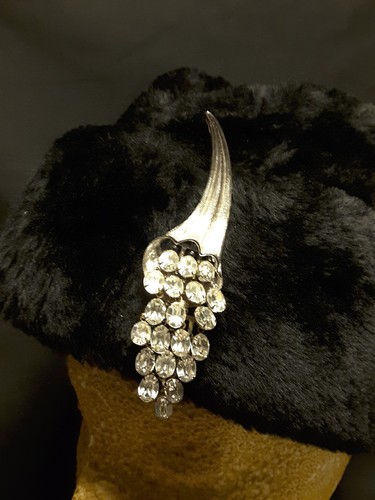 Broche vintage grande colgante con cornucopia cuerno de abundancia tono plateado - Imagen 8 de 8