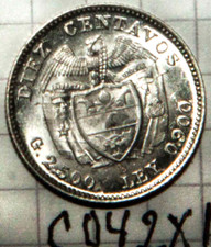 1942 B Colombia 10 Centavos Silver Coin BU Choice UnCirculated Bolivar90%Bullion