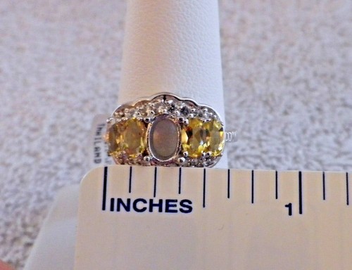 RING SEMI MOUNT SETTING HELIODOR WHITE TOPAZ 7x5mm Oval Sterling Silver Sz 7 JTV - Picture 7 of 9