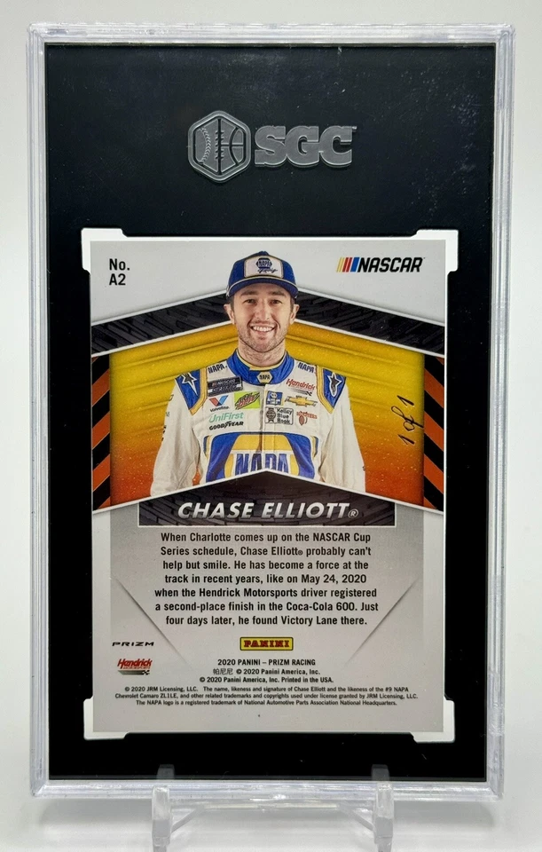 2020 Panini Prizm Chase Elliott Apex Gold Vinyl Prizm One Of One 1/1 - Image 2 of 2