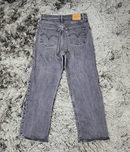 Jeans Levi's Premium Ribcage dritto alla caviglia donna 28 nero antracite Big E denim - Foto 4 di 22