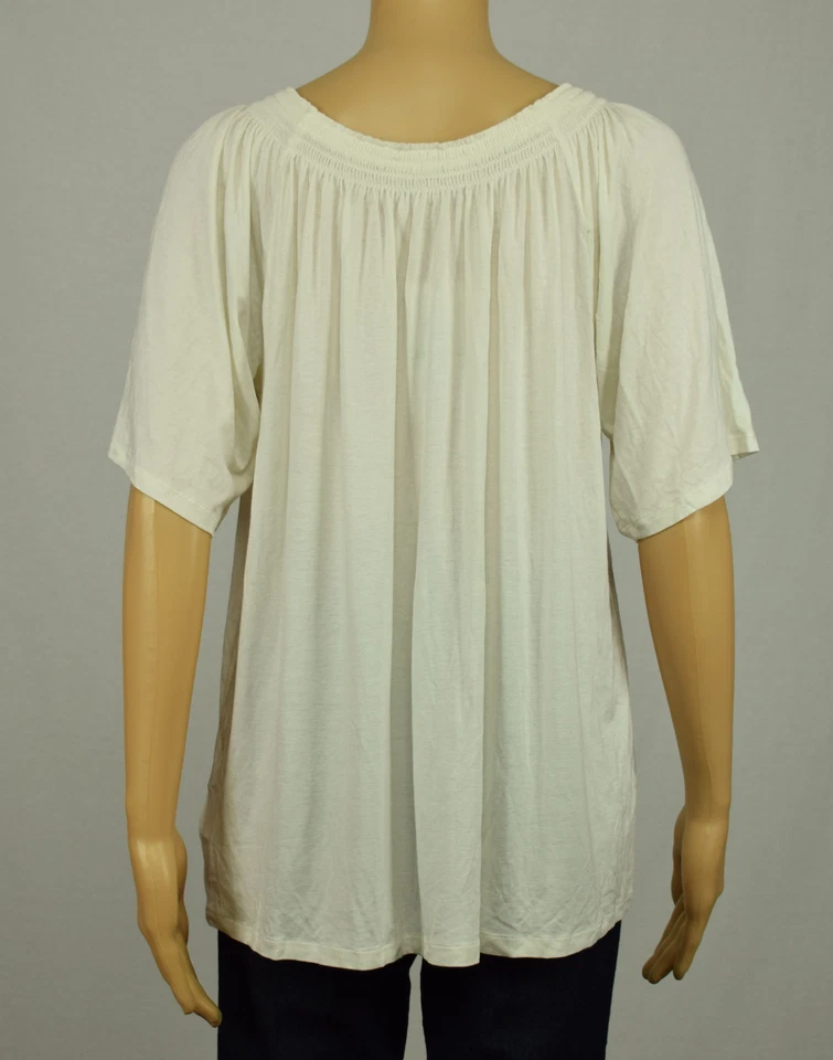 Michael Kors Womens Ivory Cream Smocked Off-The-Shoulder Peasant Blouse Top L - Image 4 of 4