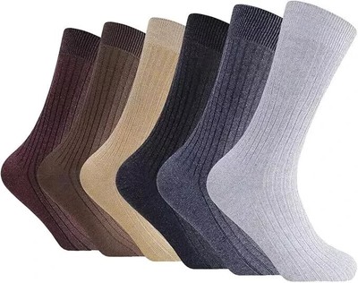 Herren 100 % reine Baumwolle gerippt Socken Komfort weicher Griff Diabetiker UK 6-11 & 11-14
