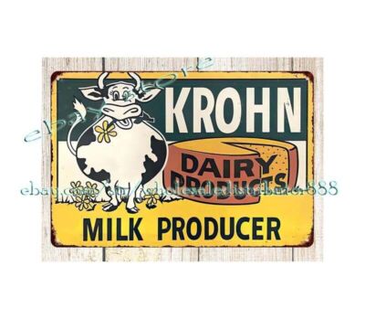 krohn dairy products milk producer metal tin sign reproduction