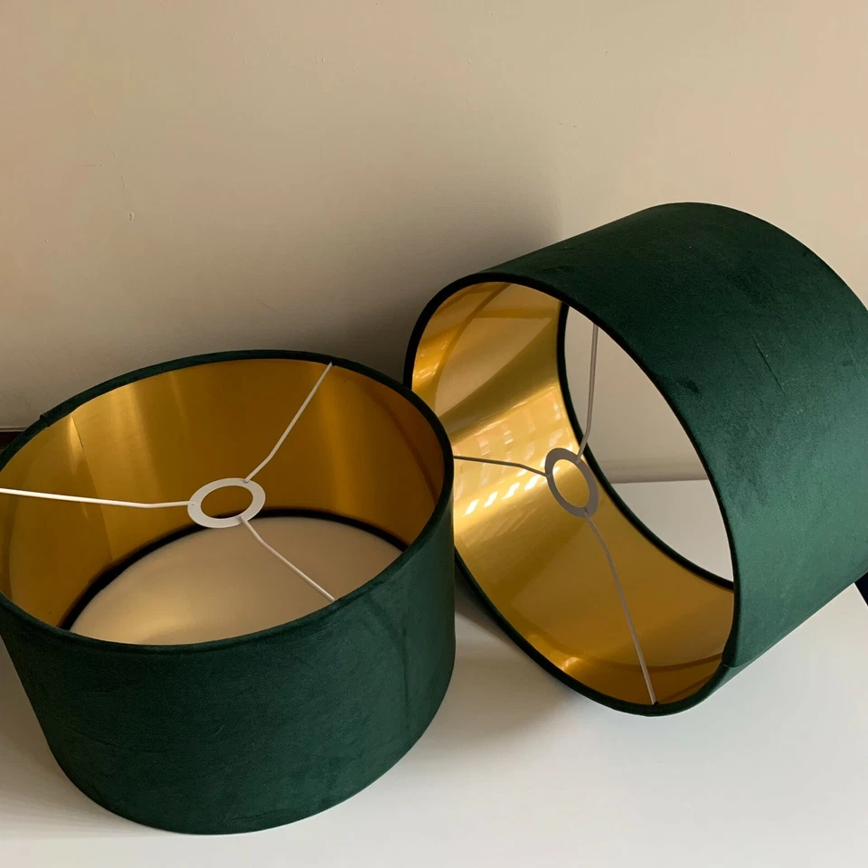 Paralume nuovo per sospensione soffitto, tavolo, pavimento con fodera oro spazzolato - Immagine 2 di 4