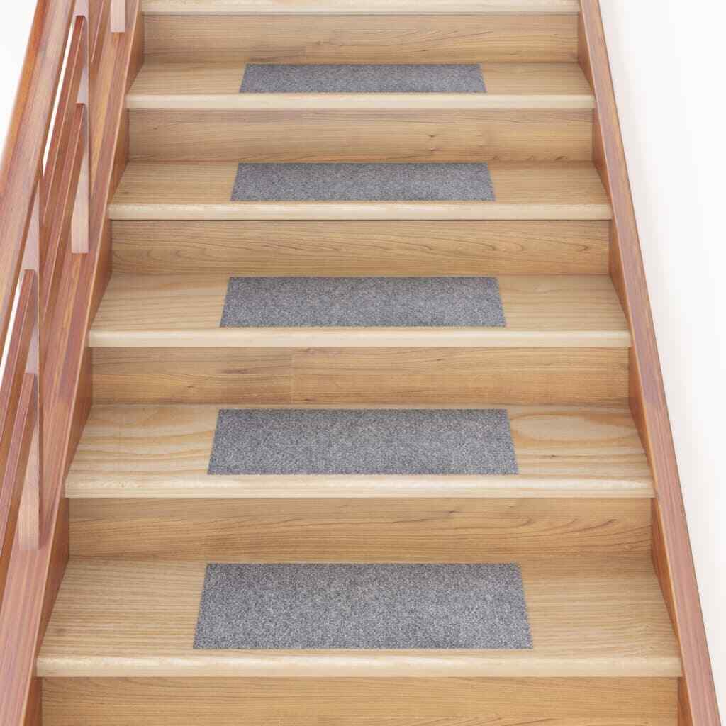 Self-adhesive Stair Mats Rectangular 15 pcs 60x25 cm Light Grey vidaXL