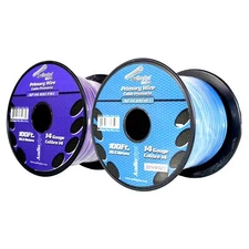 14 GA 100 FT Purple Blue Stranded Spools of CCA Primary Power Ground Wire Cable