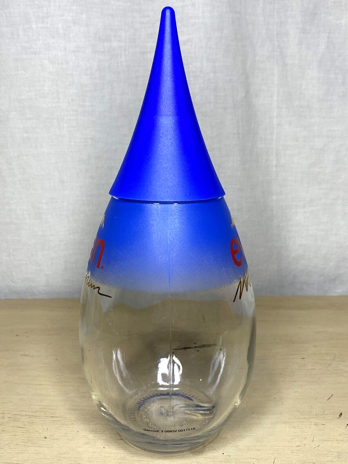 Evian Water Glass Bottle Blue 11" Collectible Millennium 2000 Y2K