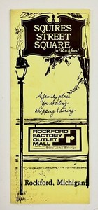 1981 Squires Square Rockford Michigan Factory Outlet Mall VTG Travel Brochure MI