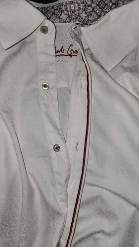 Robert Graham White Patterned Long Sleeve Embroidered Dress Shirt Flip Cuff 3XL - Picture 10 of 11