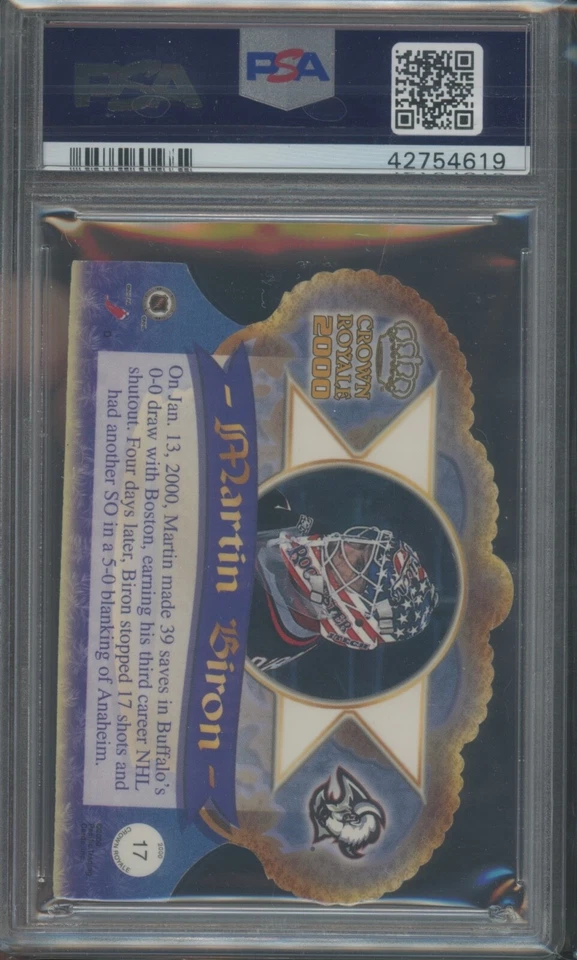 1999 Pacific Crown Royale Hockey Martin Biron #17 Premiere Date /73 PSA 9 - Image 2 of 2