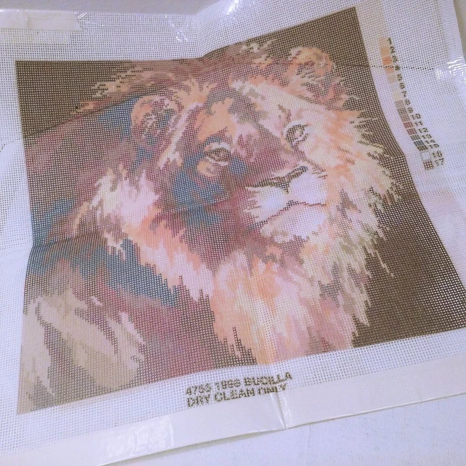 Vintage Bucilla Needlepoint #4755 Canvas Only 'King of Jungle' Lion 14x14 NOS - Image 2 of 4
