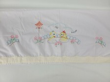 Vintage Embroidered Crib Sheet Puppies