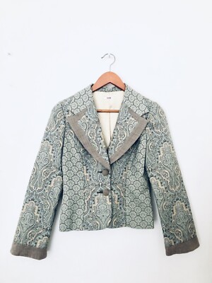 GASP Beautiful Womens Soft Green Jacket/Blazer Two Tone Pattern Size 6 Lined