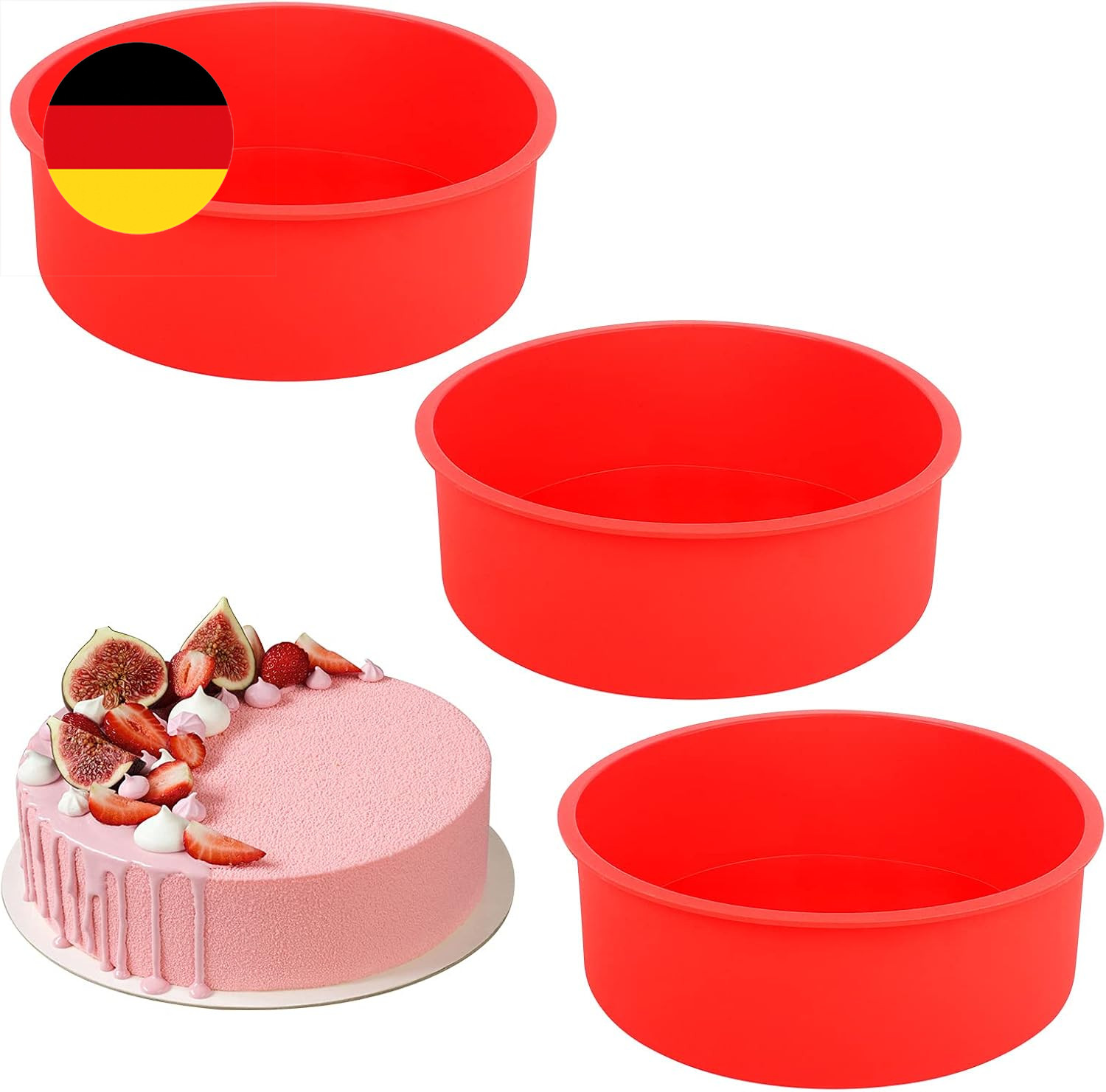 Silikon Backform Rund 3 Stück Antihaft Brotbackform Flexible Kuchenform Profi Ka