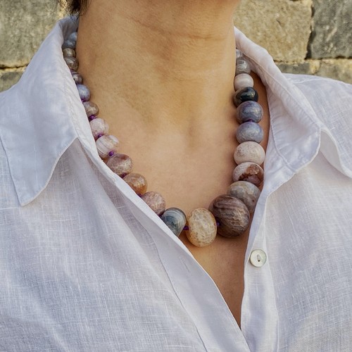 ZARD Natural Agate Necklace with Lilac 