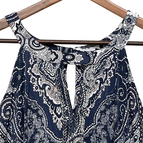 INC International Concepts Women Maxi Dress Size 1X Blue White Paisley Stretch - Picture 4 of 13