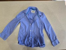 Mini Boden Button Dress Shirt Boys Size 7-8 Classic Blue Long Sleeve Holiday