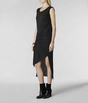 all saints riviera jersey dress All Saints Riviera Devo Dress Asymmetric Hem Casual Womens XS