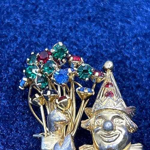 Castlecliff Palloncini Strass Spilla Clown Firmata Vintage Festival Circo Spilla - Foto 4 di 10