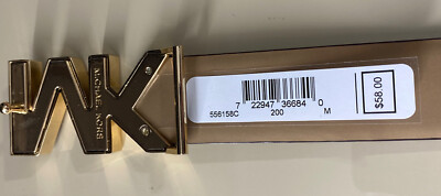 MICHAEL KORS BELT TAN WITH MK TORTOISE SHELL GOLD BUCKLE WOW  display picture 3