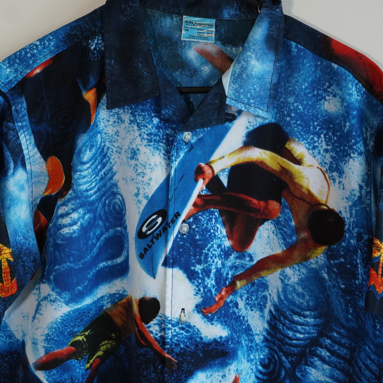 Vintage Saltwater Button Up Surf Party Shirt Surfin… Gem