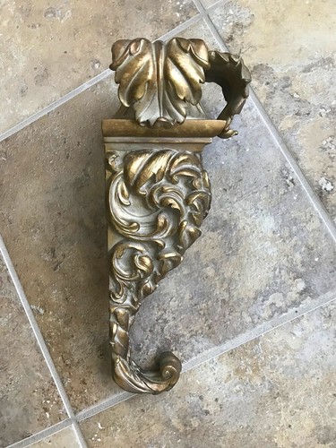 Wall Sconce Candle Holder Resin Ornate Gold Leaf Shape for Taper Candle 12.5 x 6 - Picture 19 of 23