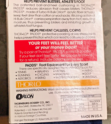 Vintage Unisex THOR-LO Golf GX-13 Universal Socks Padds NOS 10-13