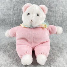 Mouse Plush Rattle by Kids Gifts Vintage Stuffed Animal White Pink