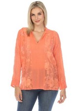Johnny Was Aimee Ryder Pleated Embroidered Blouse C12024 