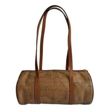 CANVAS & LEATHER BAG ALVIERO MARTINI BORSA 1-MA CLASS PELLE STAMPA MAPPA MONDO