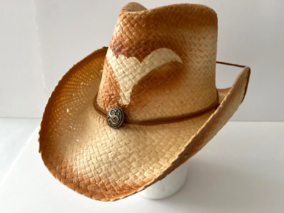 Tan Straw Hat - High-Quality Cowboy Hat – Adjustable & Shapeable Unisex Straw Cowboy Cowgirl Hat Shapeable Floppy Sun Hat  main image 3