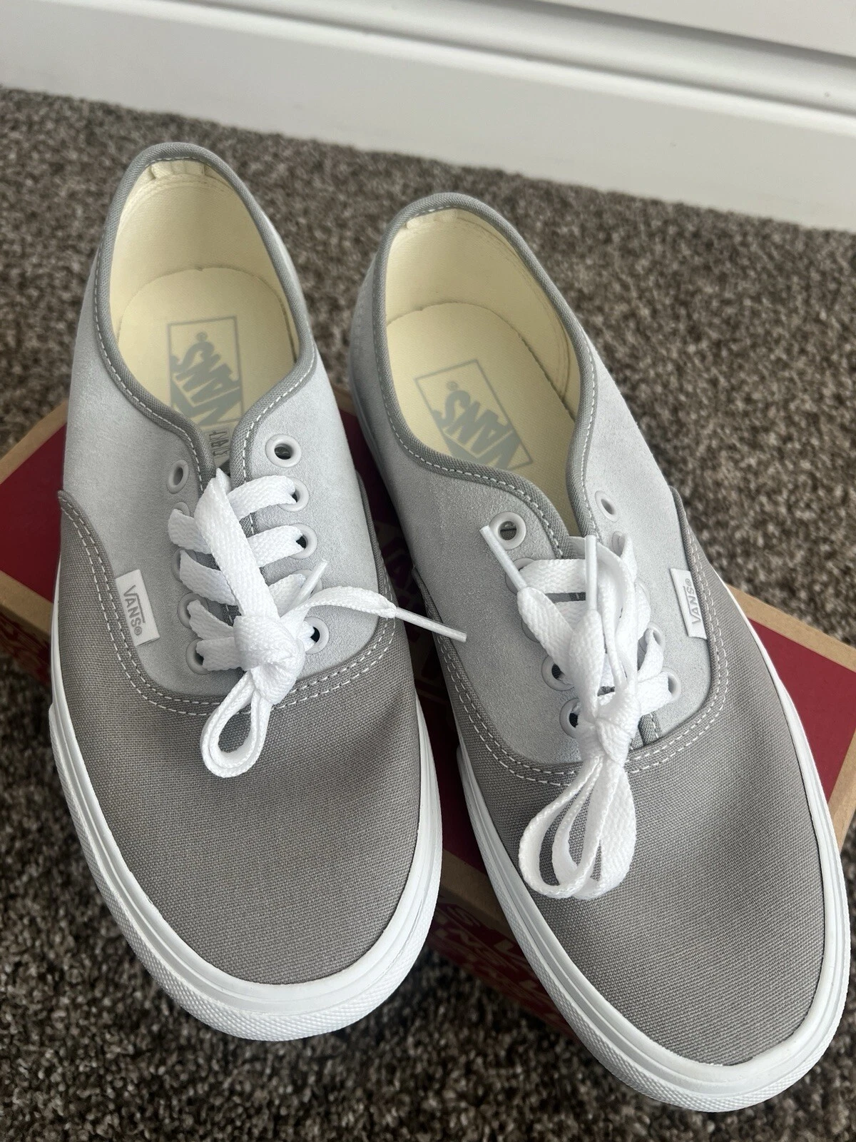 VANS "Authentic" Tela Camoscio Blocco Grigio Donna Taglia 9 5 Uomo Taglia 8