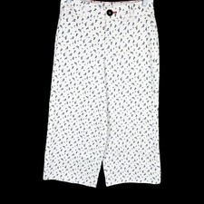 Peace Love World Women's Petite Cropped Raw Edge Jeans White Floral 2P Size